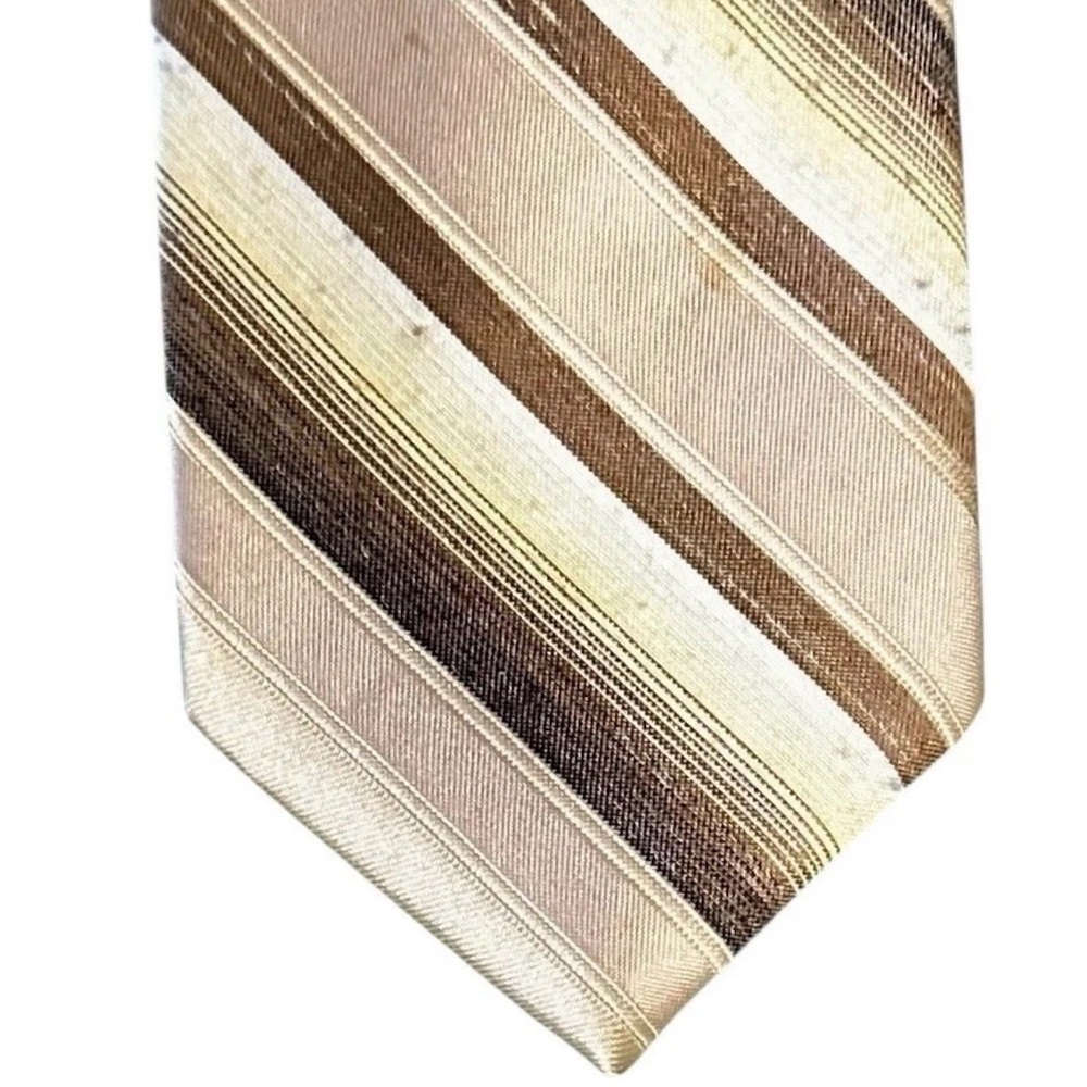 Vintage Wembley Slip‑Stitched Tie Brown Beige Stripe 60s/70s Poly Cotton